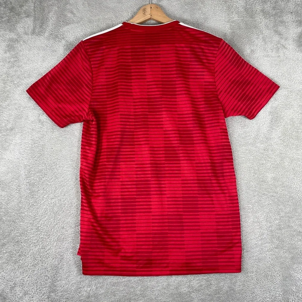 Adidas Soccer Jersey Mens Large Red Climalite Striped Training Activewear Shirt